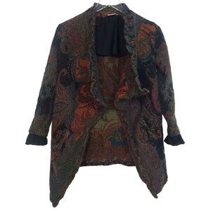 Parsley & Sage Wool Cardigan Paisley Artsy Boho Open Front Womens Size Small
